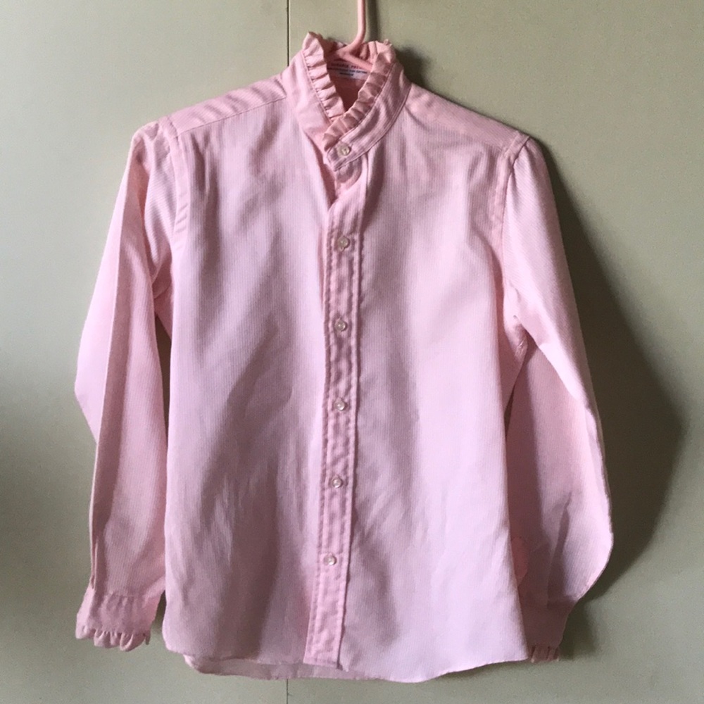 Vintage pink women’s ruffled collar shirt